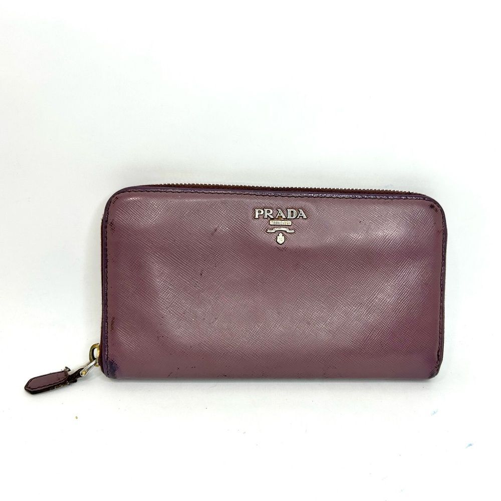 Prada Purple Saffiano Leather Zippy Wallet